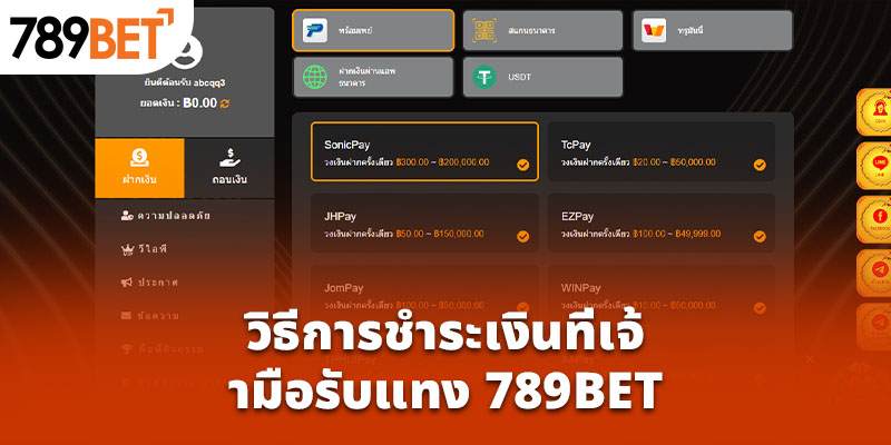 วิธีการชำระเงินที่เจ้ามือรับแทง 789Bet